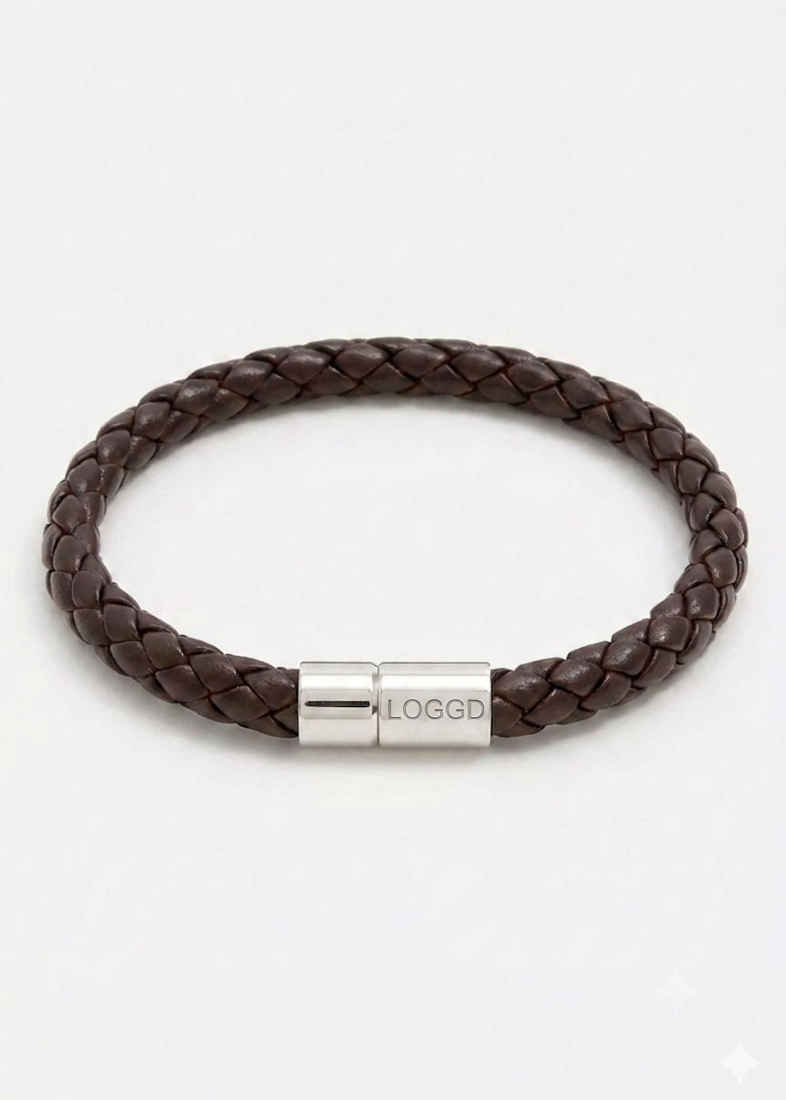 Brown silver clasp designed for men bracelet