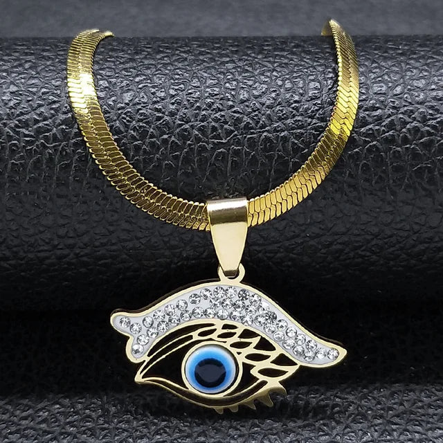 Evil Eye Choker Necklace Crystal Style Silver Gold Plated Jewelry Necklace