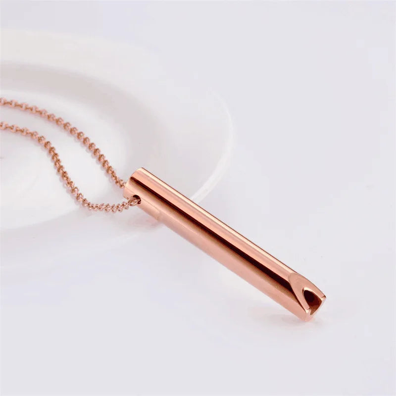 Meditation Necklace Whistle Everyday Necklace Steel Pendant Neck Chain Stainless