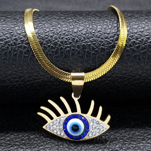 Evil Eye Choker Necklace Crystal Style Silver Gold Plated Jewelry Necklace