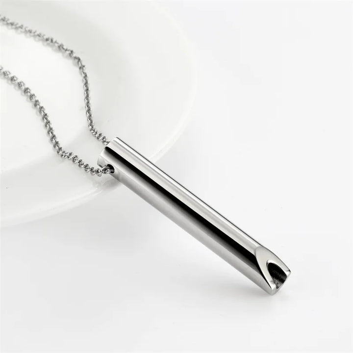 Meditation Necklace Whistle Everyday Necklace Steel Pendant Neck Chain Stainless