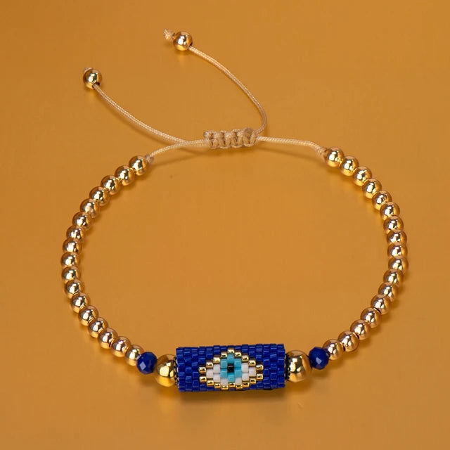 Woven Evil Eye Turkish Eye Beads Bracelet Women Jewelry Handmade Bracelet