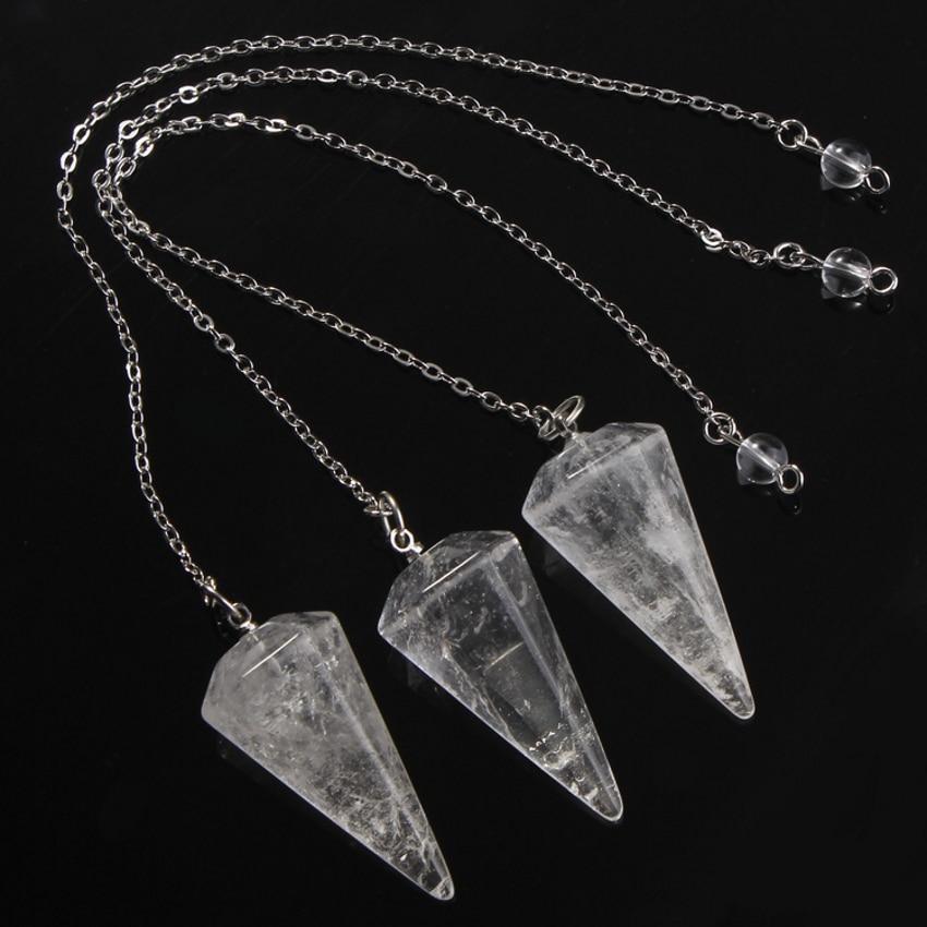 Natural Rock Crystal Stone Pyramid Jewelry Energy Crystalized Rock