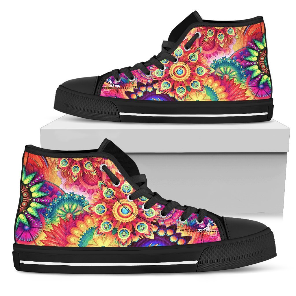 Women's High Tops Colorful Patterns (Black Soles)