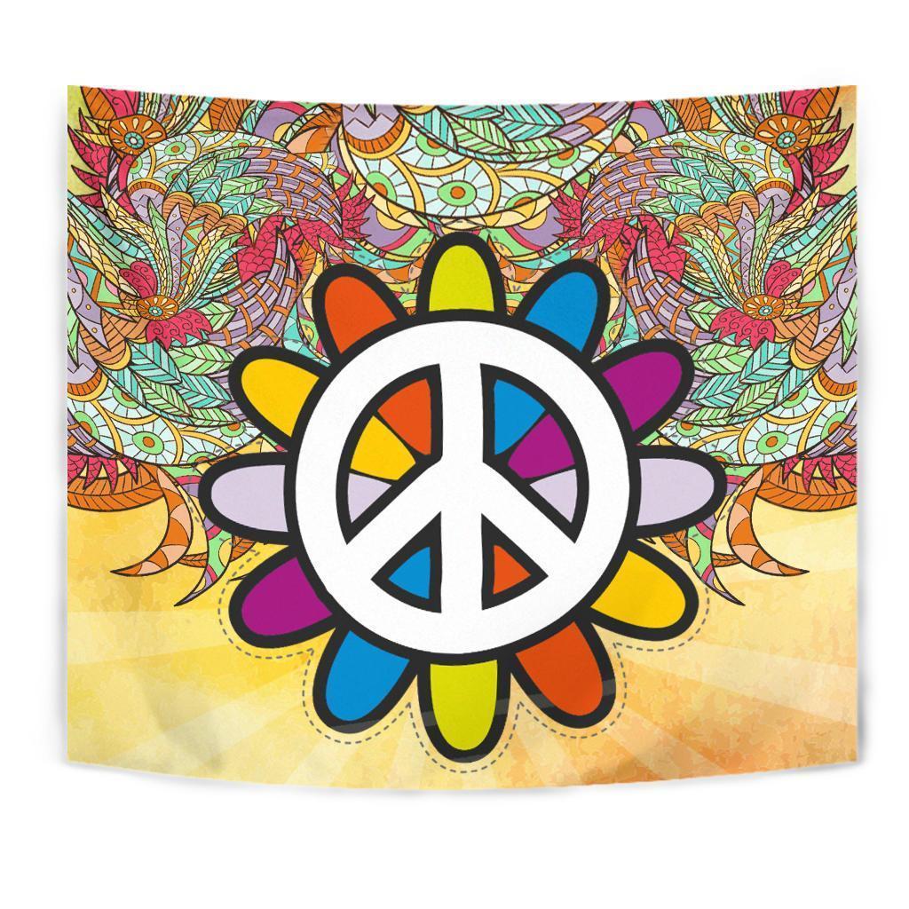 Yellow Peace Mandala Tapestry