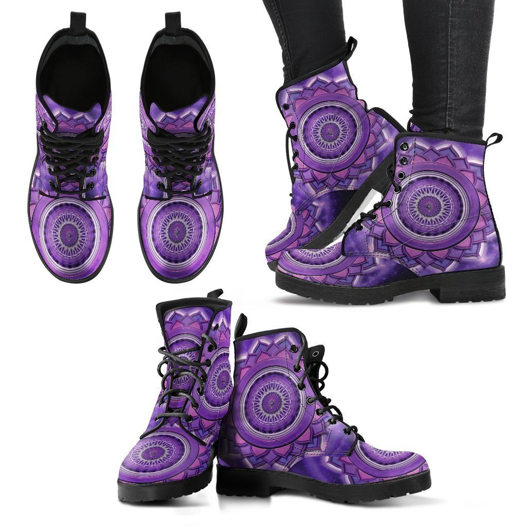 Purple Mandala Leather Boots