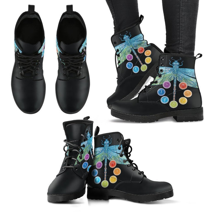 Chakra and Dragonfly Leather Boots
