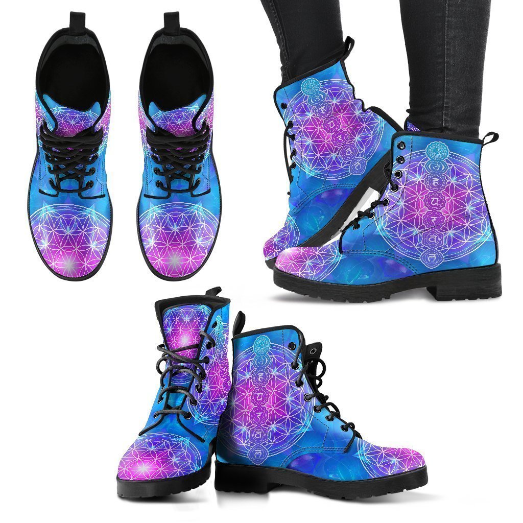Flower of Life Chakra Leather Boots