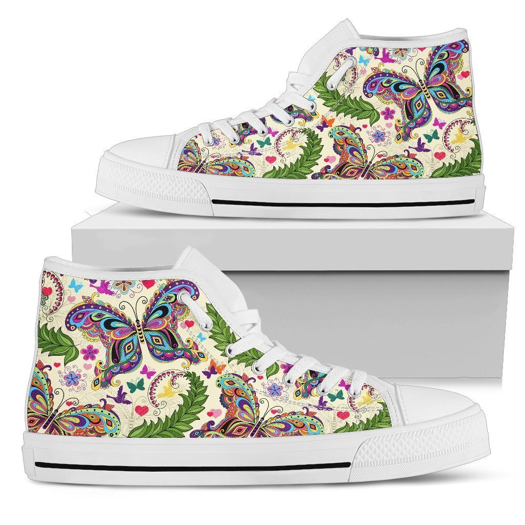 Butterfly High Top Shoes White