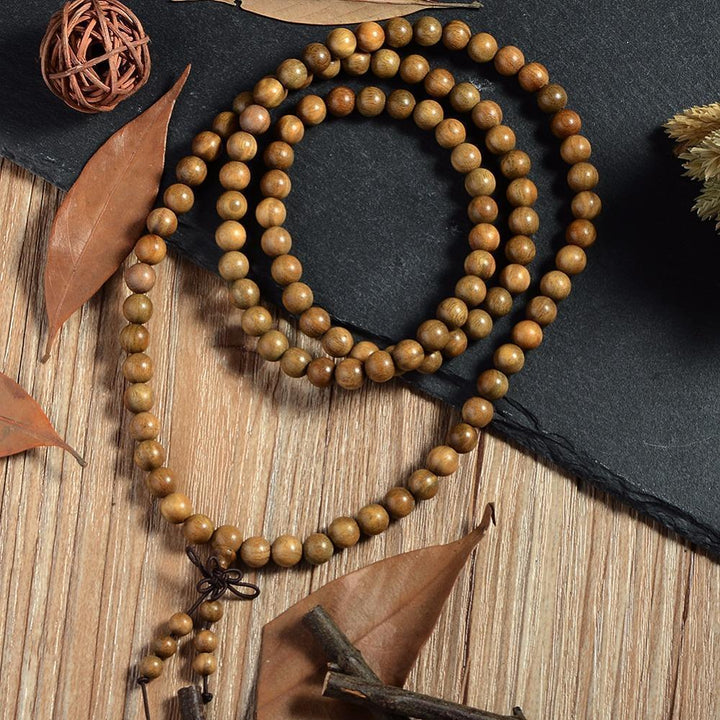 Buddhist Natural Wooden Beaded Necklace