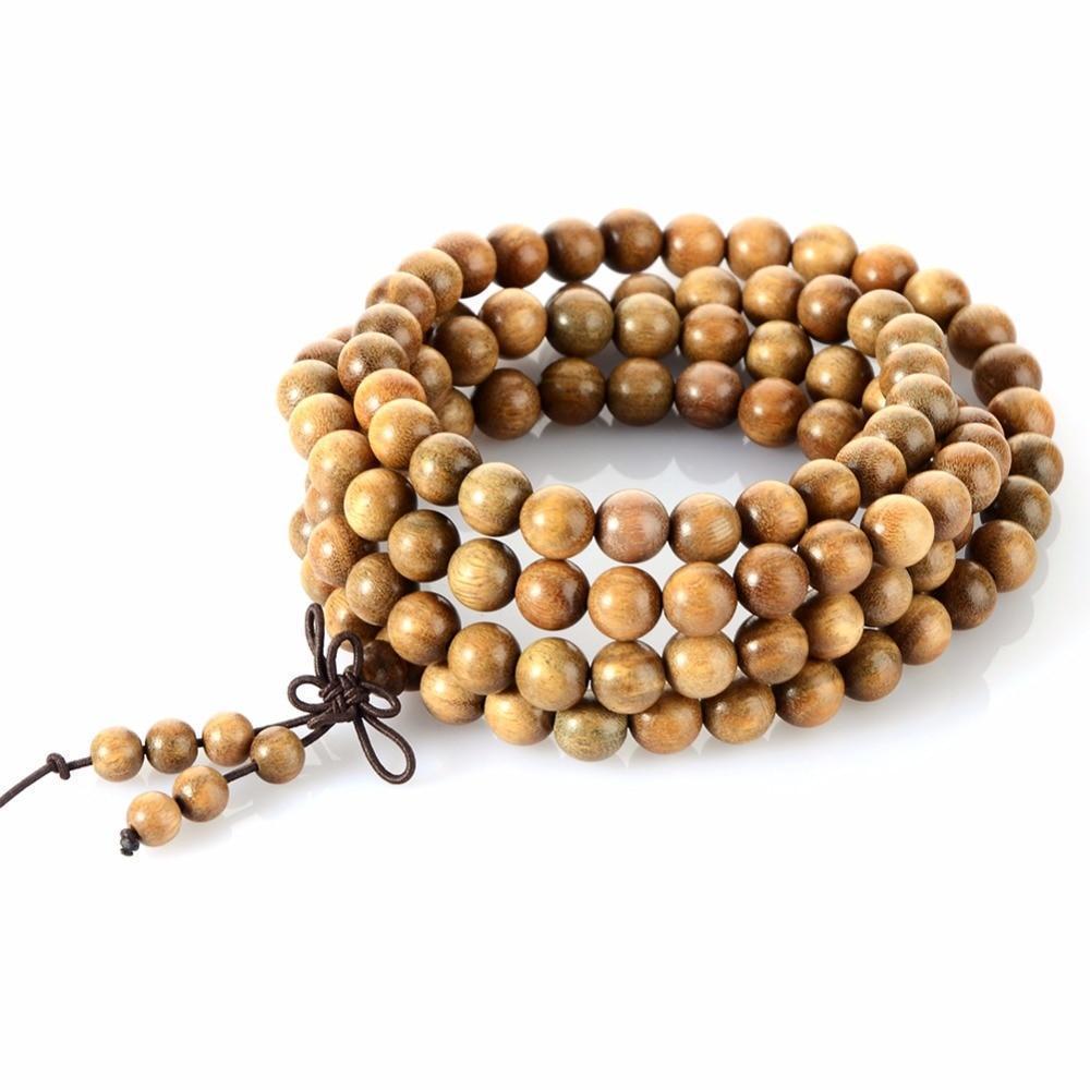 Buddhist Natural Wooden Beaded Necklace