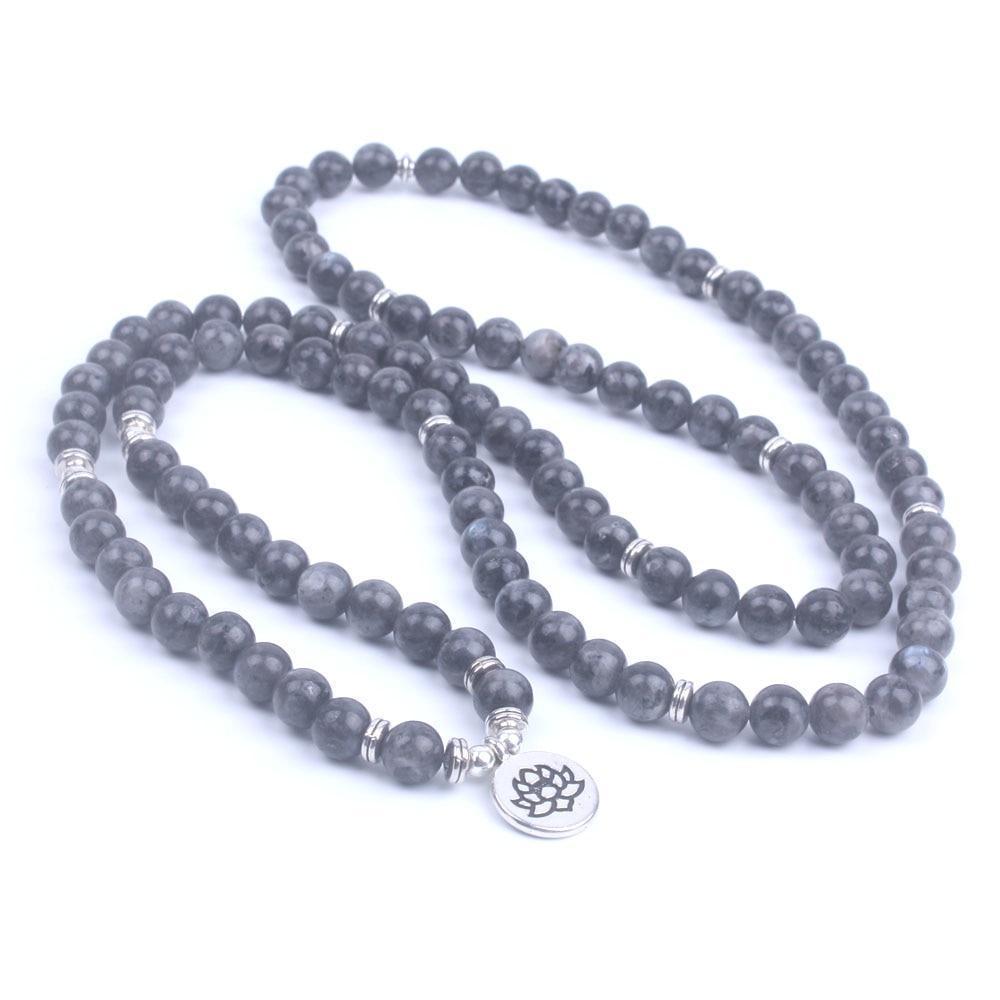 Labradorite 108 Mala | Lotus & Om Strand