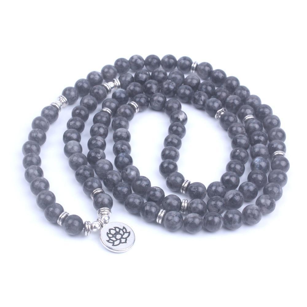 Labradorite 108 Mala | Lotus & Om Strand