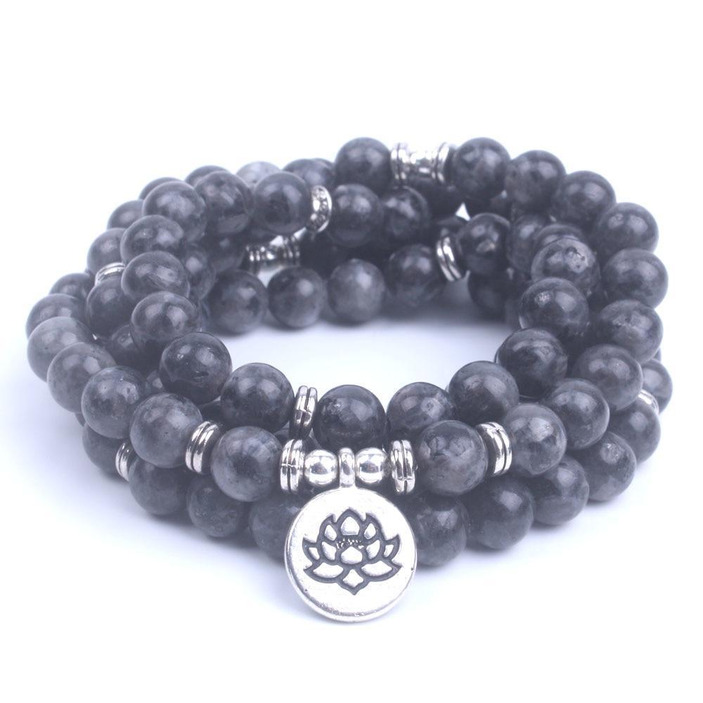 Labradorite 108 Mala | Lotus & Om Strand
