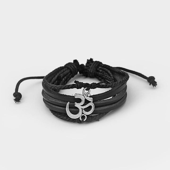 Adjustable Leather OM Bracelet