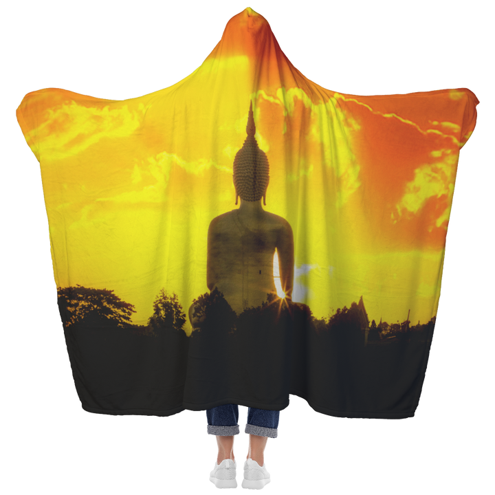 Yellow Buddha Hooded Blanket