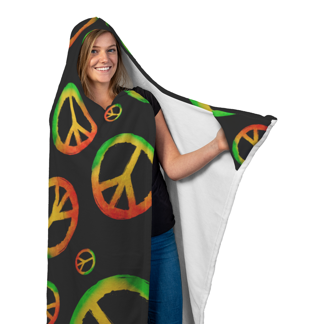 Black Peace Hooded Blanket