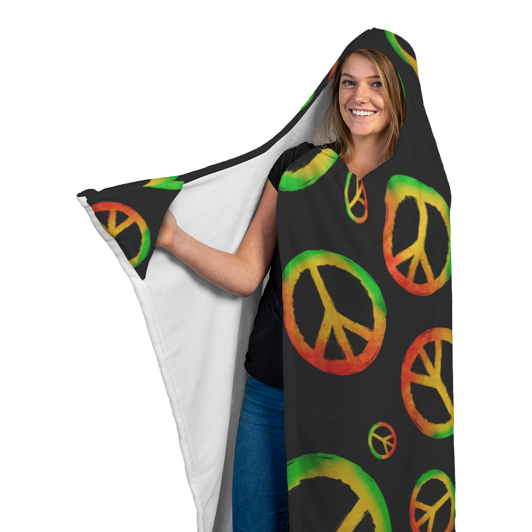 Black Peace Hooded Blanket