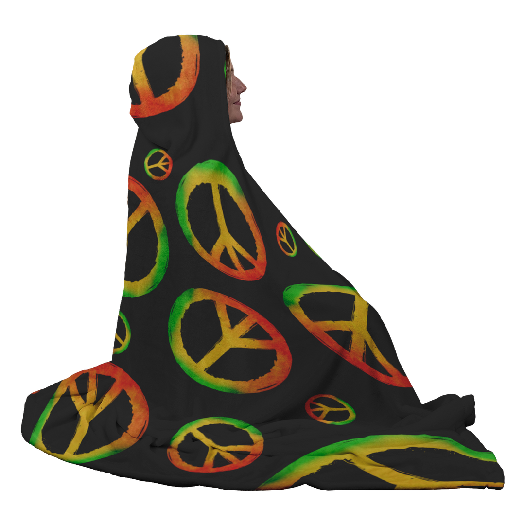 Black Peace Hooded Blanket