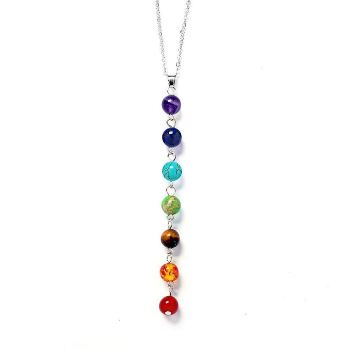 7 Chakra Stones Pendant Reiki Necklace Balance Chakra Crystals Necklace