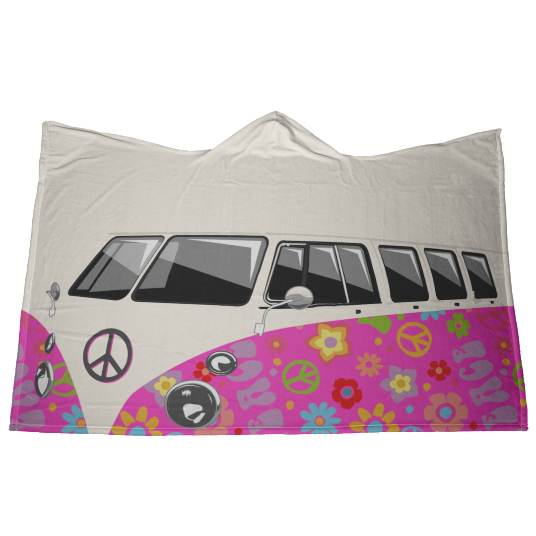 Peace White Pink Hooded Blanket