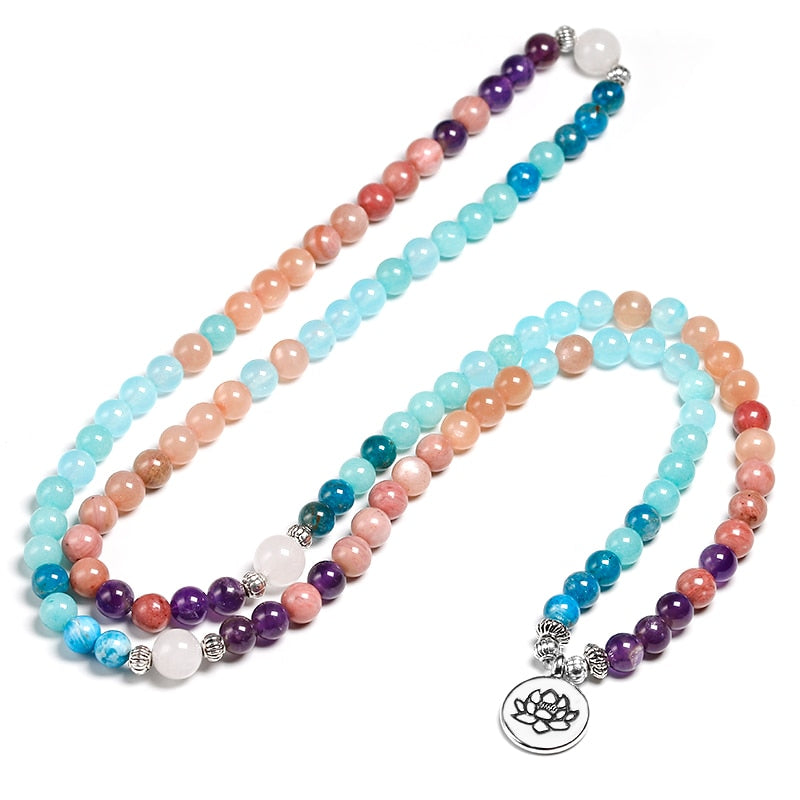 Apatite With Rhodochrosite Mala Beads Yoga Bracelet
