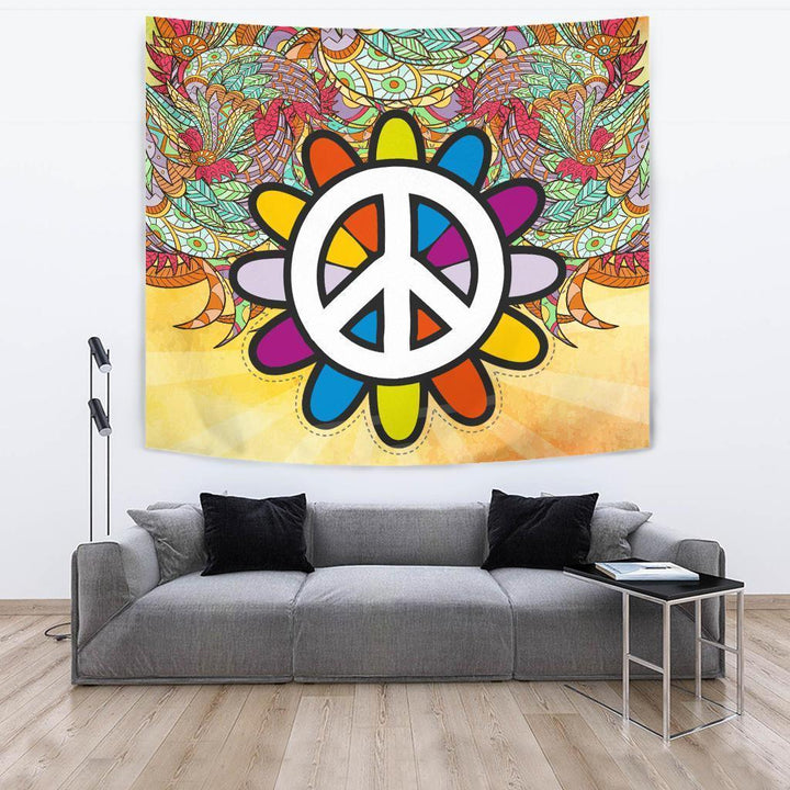 Yellow Peace Mandala Tapestry