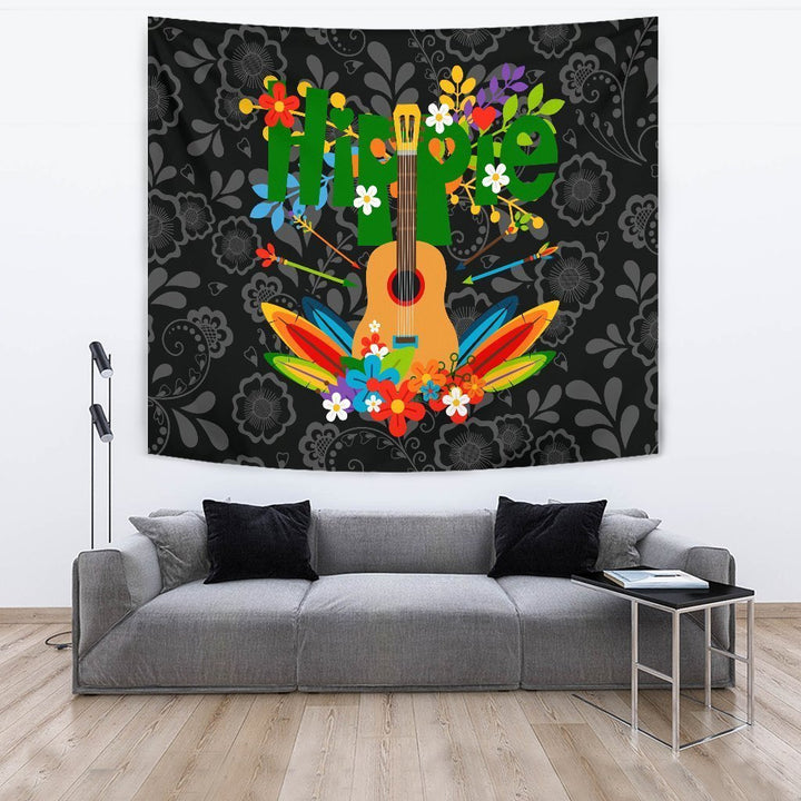 Guitar with Flowers Tapestry