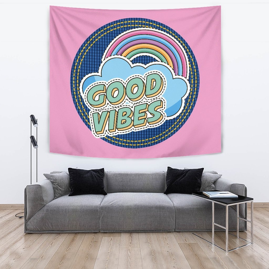 Good Vibes Rainbow Tapestry