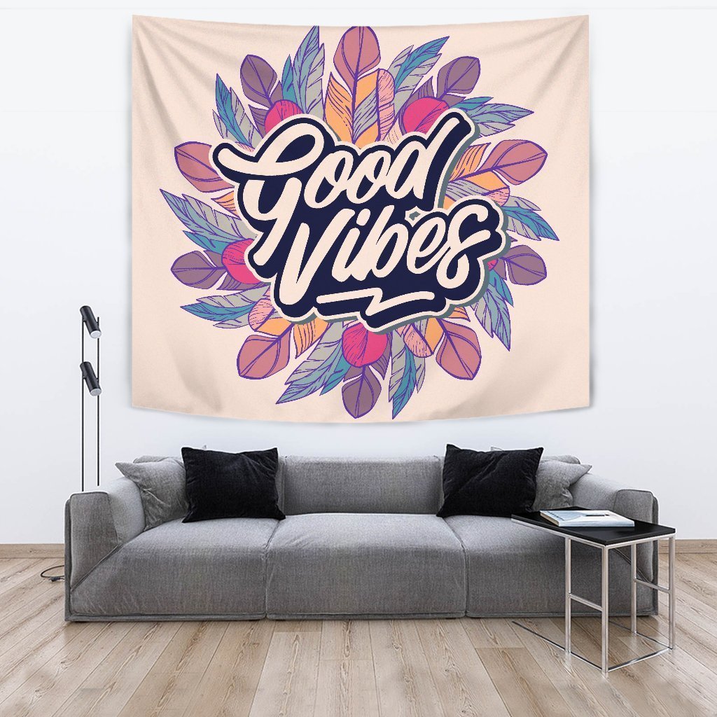 Leaves Good Vibes Tapestry