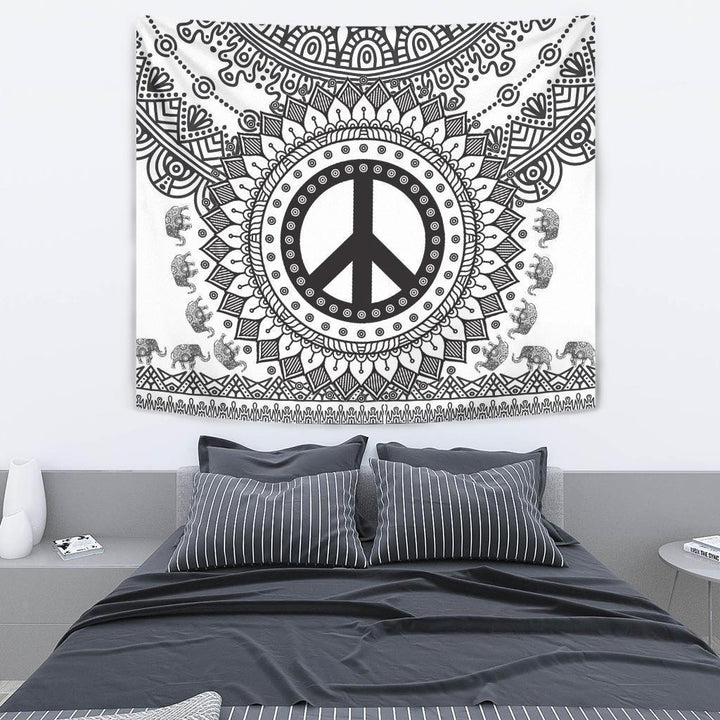 White Black Peace and Mandala Tapestry