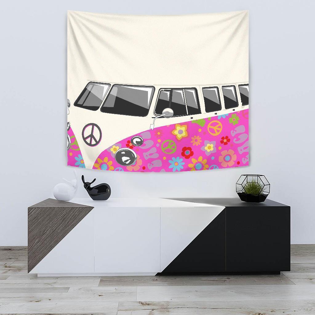 Peace White Pink Tapestry