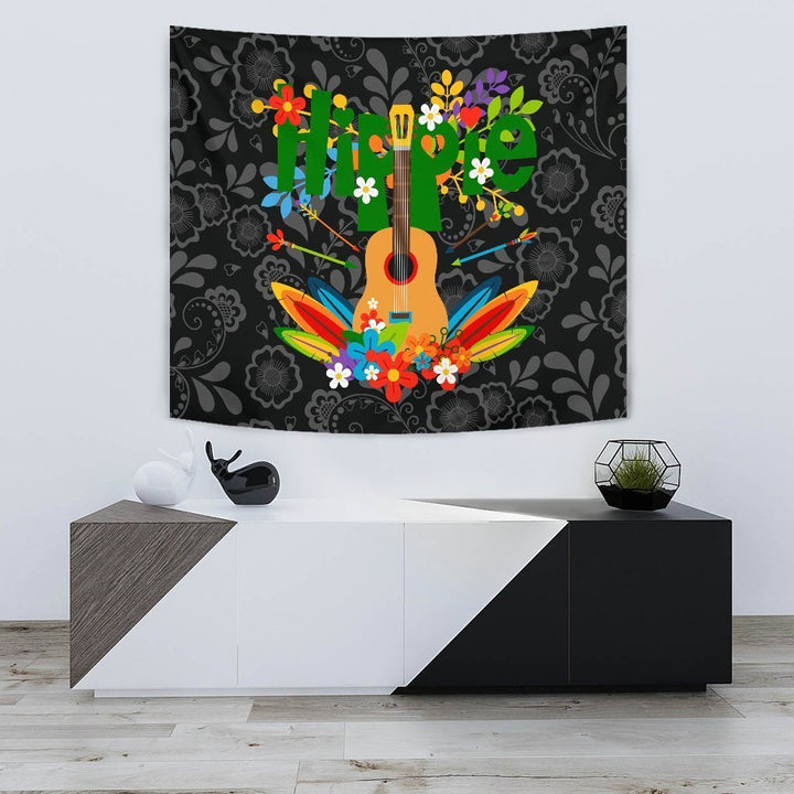 Guitar with Flowers Tapestry