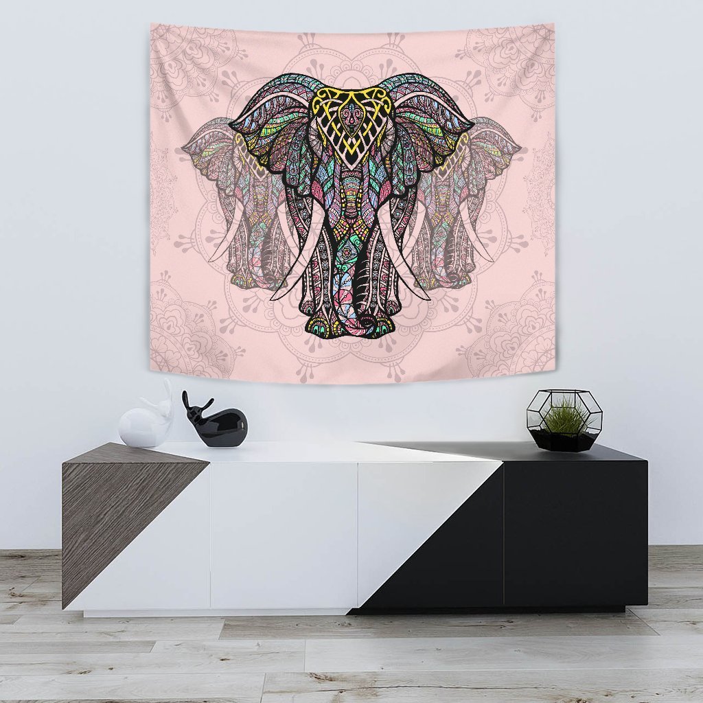 Colorful Elephant Mandala Tapestry