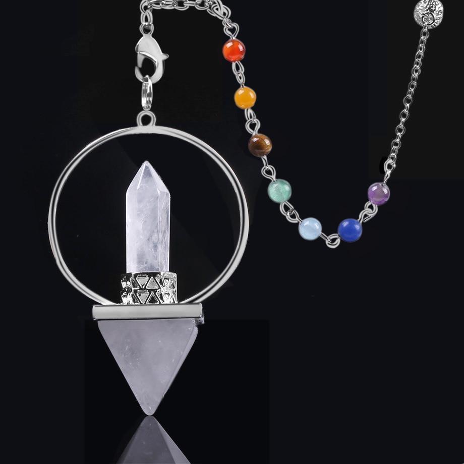 Reiki 7 Chakra Natural Stone Pendulum Necklace