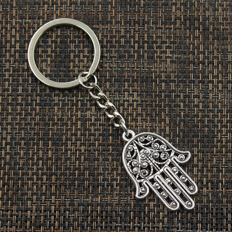 Antique Eye Hamsa Fatima Hand Keychain