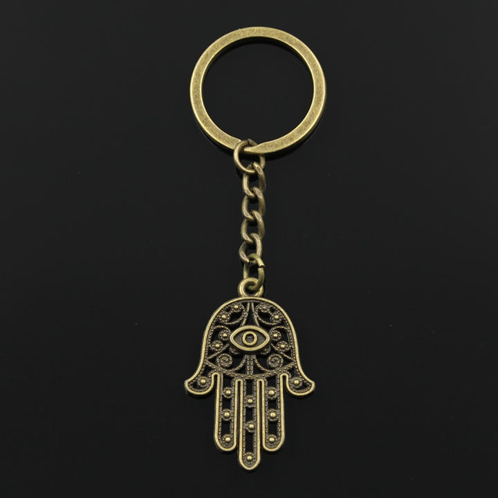 Antique Eye Hamsa Fatima Hand Keychain Evil Eye Amulet Protector Symbol