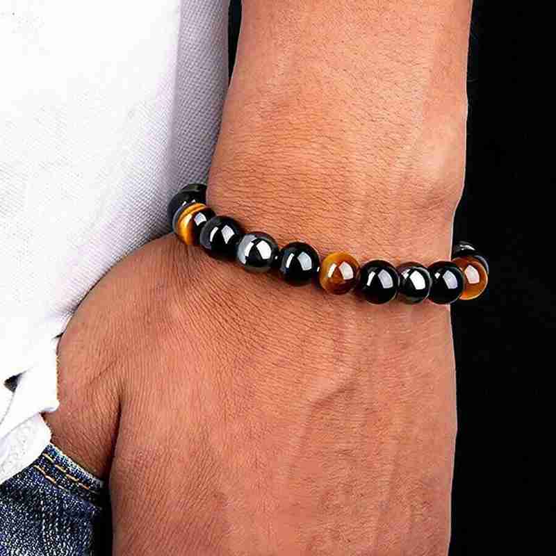 Triple Protection Tiger Eye Hematite Black Bracelet