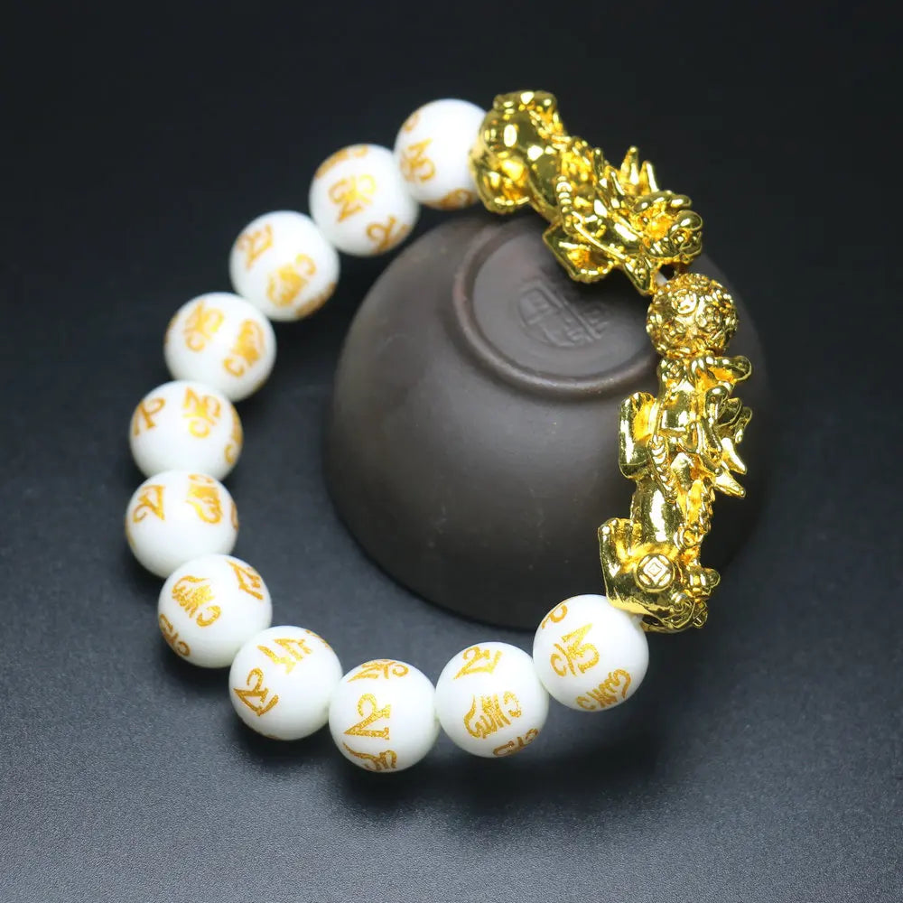 Feng Shui Wealth White Mantra Beads Bracelet