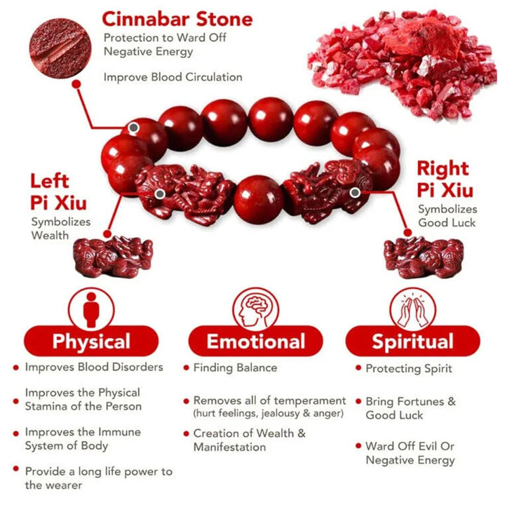 Feng Shui Pixiu Cinnabar Bracelet