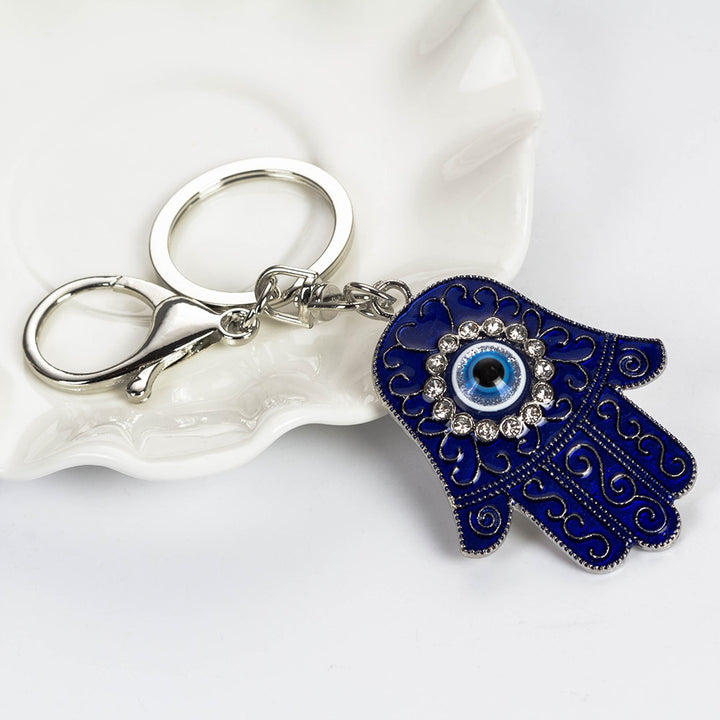 Lucky Eye Hamsa Hand Keychain Evil Eye Protection Blue Amulet Keychain