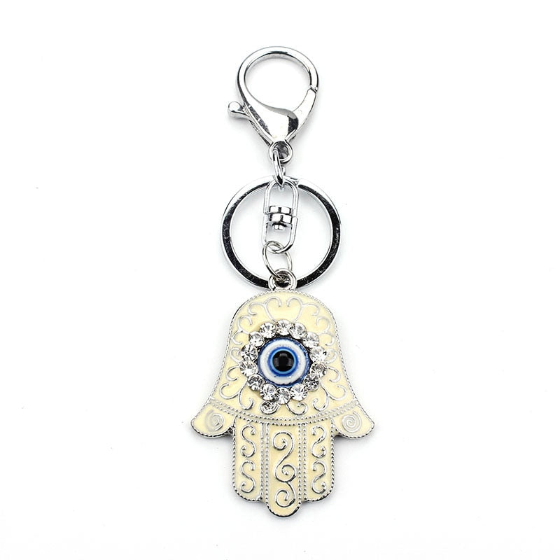 Lucky Eye Hamsa Hand Keychain Evil Eye Protection Blue Amulet Keychain