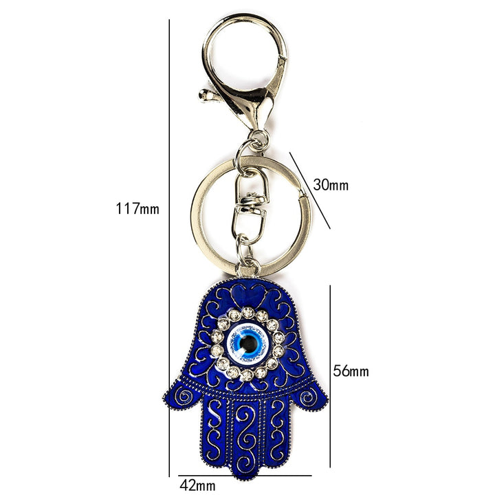 Lucky Eye Hamsa Hand Keychain Evil Eye Protection Blue Amulet Keychain