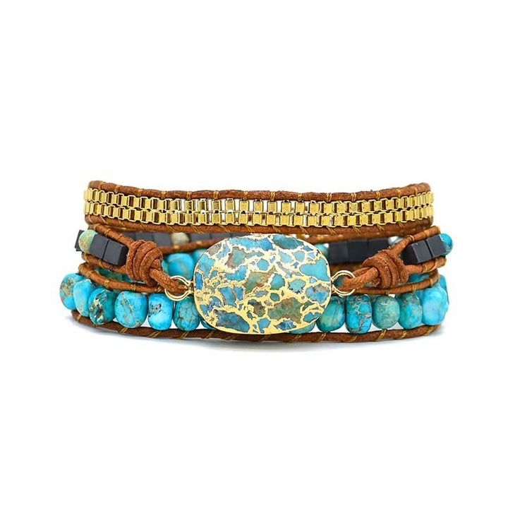 Turquoise Hand Woven Multilayer Leather Bracelet