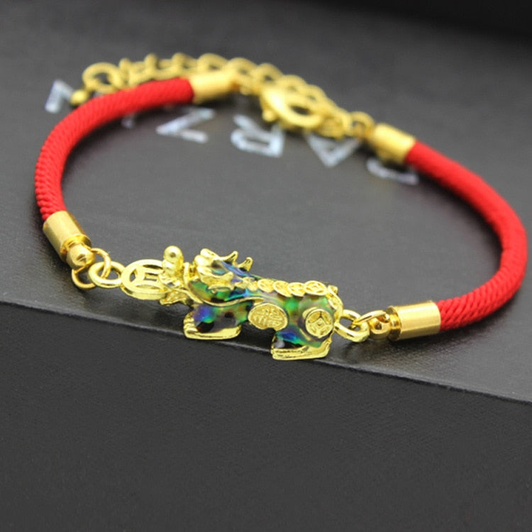 Lucky Pixiu Braided Rope Temperature Changing Color Bracelet