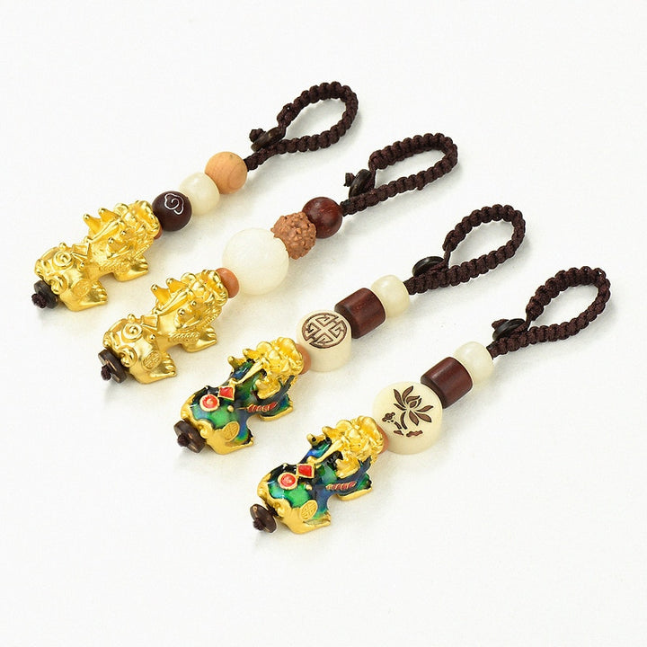 Pixiu Keychain with Wind Bodhi Beads Rope