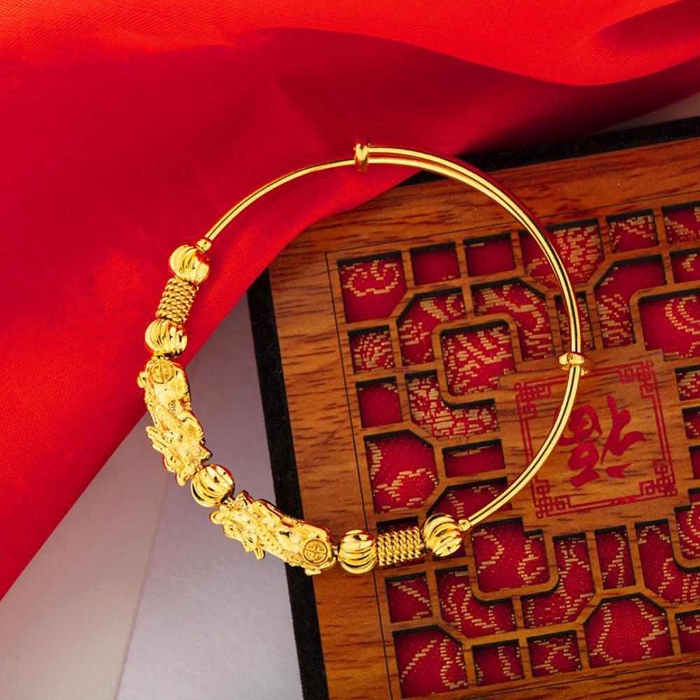 Pixiu Gold Bangle | Wealth Guard
