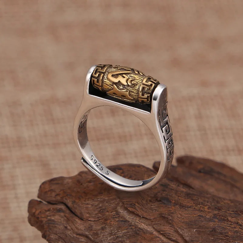 Buddhist Mantra Ring - Engraved Designer Ring