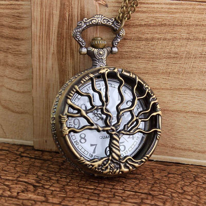 Tree of Life Quartz Bronze Pocket Watch