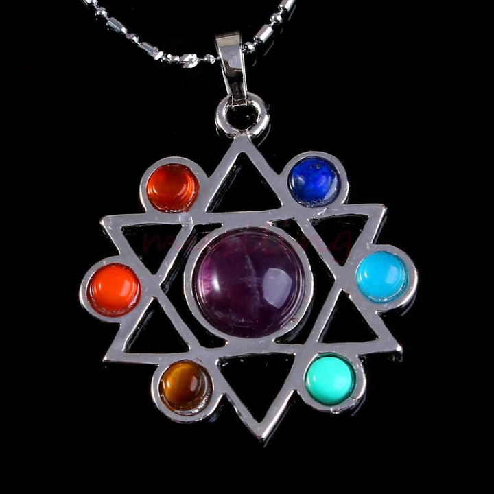 7 Chakra Beads Metal Reiki Pendant